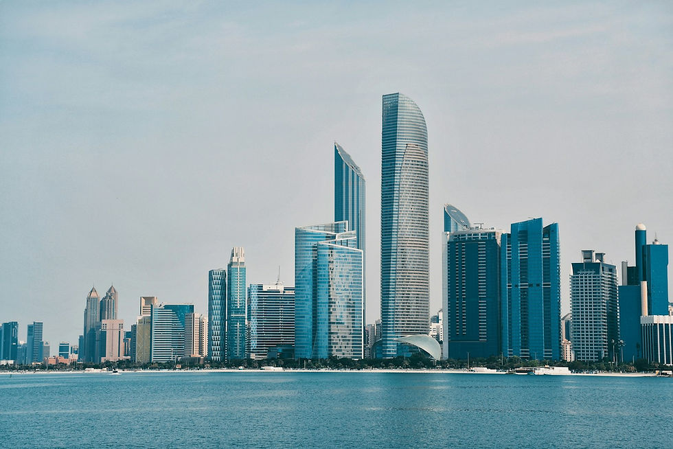Skyline van Abu Dhabi, waar Orascom aan de beurs noteert