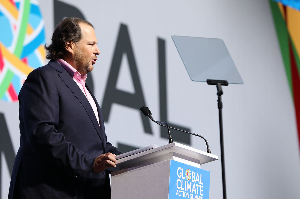 Marc Benioff tijdens de Global Climate Action Summit.