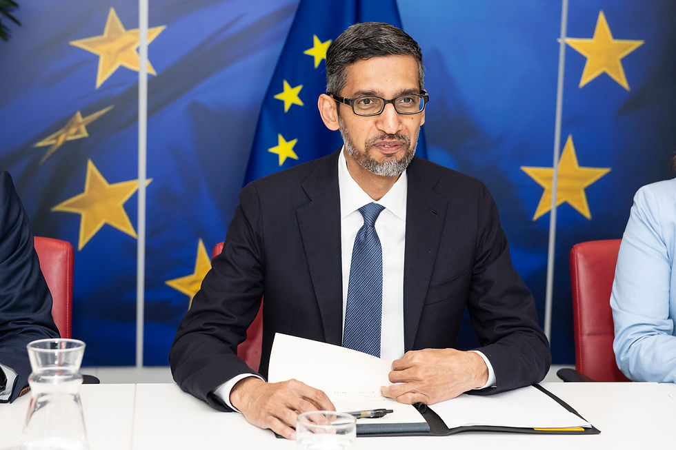 Sundar Pichai tijdens een bezoek aan de Europese Commissie in Brussel